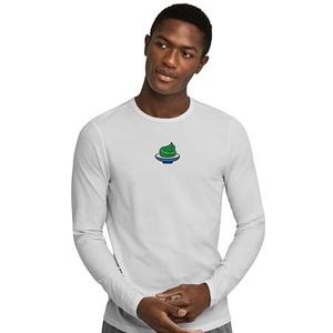 Green Fish, Basic heren T-shirt met lange mouwen, 100% katoen, regular fit, Digital Icon Printed, maat: M, kleur: wit, wit, M