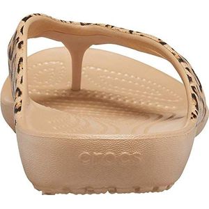 Crocs Kadee II Flip W dames Teenslipper Flip, Leopard/Gold, 42/43 EU