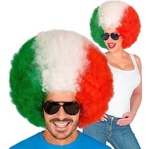 Widmann 03001 03001 Krullenpruik Italië, rood-wit-groen, fanartikel, WM, EM, Public Viewing, voetbal, uniseks, volwassenen, meerkleurig, eenheidsmaat