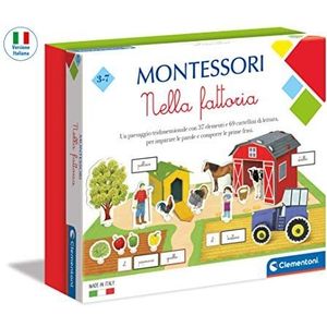 Clementoni 16267, Montessori, op de boerderij, gemaakt in Italië, Montessori-spel 3 jaar, educatief spel Montessorian (versie in het Italiaanse taal), speelgoed om te leren