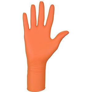 GIMA Nitril-onderzoekshandschoenen, beschermende handschoenen, wegwerphandschoenen, niet steriel, poedervrij, groot, oranje, 21823