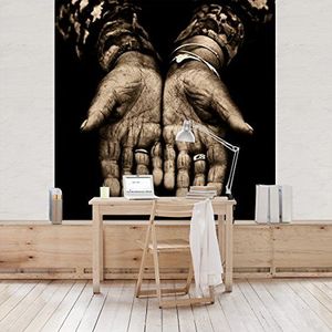 Apalis Vliesbehang Indiase handen fotobehang vierkant | vliesbehang wandbehang muurschildering foto 3D fotobehang voor slaapkamer woonkamer keuken | grootte: 192x192 cm, bruin, 97754
