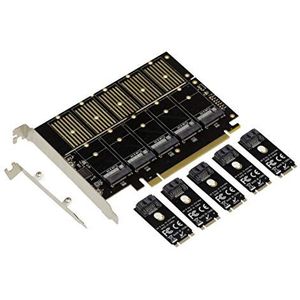 KALEA-INFORMATIQUE PCIe 3.1 x16-controllerkaart voor 5 M2 SSD's (M.2 NGFF B Key of B+M Key SATA) of SATA harde schijven. Hoog Laag profiel met JMB585-chipset
