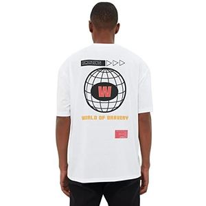 Trendyol Mannelijk Relaxed Basic T-shirt met ronde hals, Kleur: wit, S
