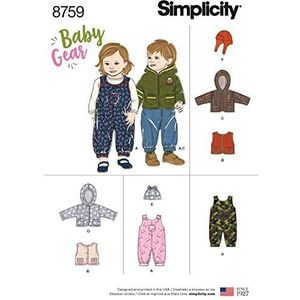 Simplicity 8759 patroon 8759 baby-sportkleding, papier, wit, A (XXS-XS-S-M-L)