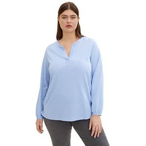 TOM TAILOR Dames T-shirt met lange mouwen 1037104, 31260 - Dreamy Blue White Thin Stripe, 44 Grote maten