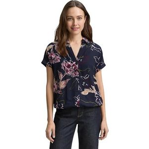 TOM TAILOR - Blouse - Crème - Donkerblauw - Bessen - Rosa - Klassieke Blouse
