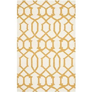 Safavieh Dhurrie tapijt, DHU753, plat geweven wol, ivoor/geel, 120 x 180 cm