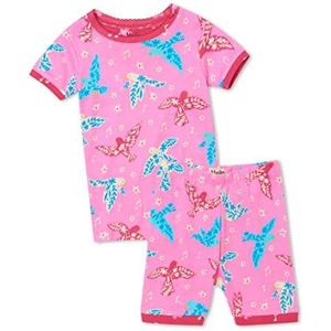 Hatley Pyjama voor meisjes van biologisch katoen met korte mouwen, Bloemen Vogels, 4 Jaren
