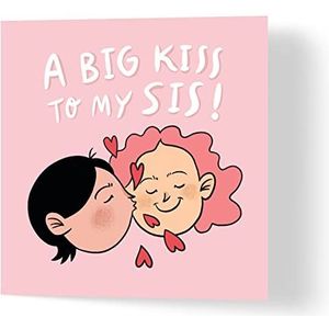 Wuzci ""A Big Kiss To My Sis"" Verjaardagskaart, 150 mm Lengte x 150 mm Breedte