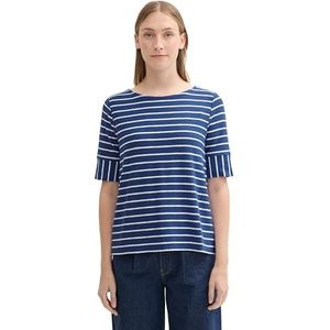 TOM TAILOR Basic T-shirt voor dames met strepen, 36122 - Beige White Stripe, XXL