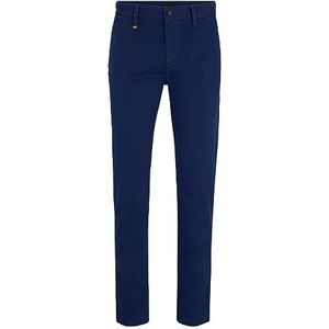 BOSS Heren Schino Taber-1 D Tapered-Fit Chino van overgekleurd katoen-satijn met elastaan, Dark Blue407, 33W / 36L