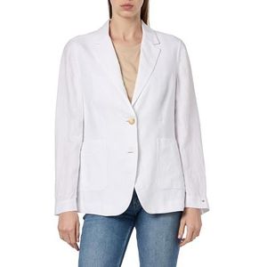 Tommy Hilfiger Dames Casual Linnen Regular SB Blazer Th Optic Wit 34, Th Optic Wit, 60