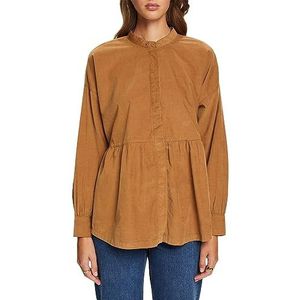 ESPRIT Corduroy blouse met peplum, bark, XXL