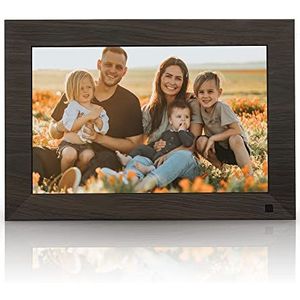 CedarTrap Touch WLAN-fotolijst, digitaal 25,4 cm (10 inch) HD-touchscreen, magnetische houder, 16 GB geheugen, automatische rotatie, bewegingssensor, bruin