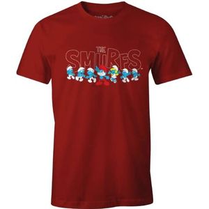 Les Schtroumpfs MESMURFTS011 T-shirt, rood, XL, heren, Rood, XL