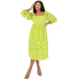 Lovedrobe dames casual jurk, lime green, 50