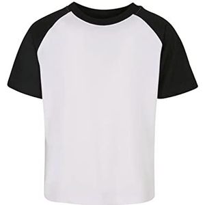 Urban Classics Boy's Boys Raglan Contrast Tee T-shirt, wit/zwart, 134/140, wit/zwart, 134/140 cm