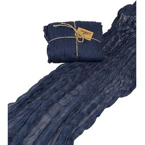 Halbach Seidenbänder Tafelloper, breedte: 70 cm lengte: 300 cm, wasbare tafelloper voor bruiloften, verjaardagen of als tafeldecoratie, smal tafelkleed in katoen-look, kleur: blauw