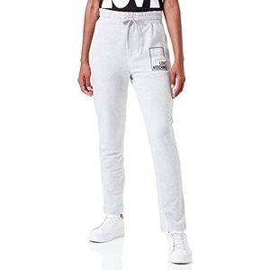 Moschino Casual broek voor dames, regular fit, met graffiti-print, fleece, Melange Light Grijs, 40