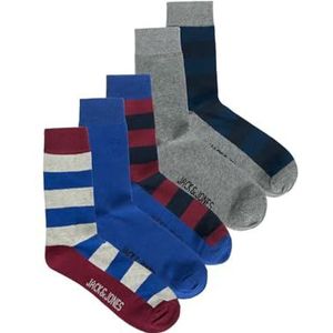 JACCLASSIC STRIPE SOCKS 5 PAK, Purple Potion/Pack: Nautical Blue - Navy Blazer - Mid Grey Melange - Light Grey Melange, One Size