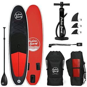 FabricBoard 10'x30""x6"" Opblaasbare Stand Up Paddle Board, Doble Layer Fusion Technology 22lbs (20% Lichter), Alle accessoires inbegrepen. (Red & Black)