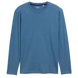 TOM TAILOR T-shirt met lange mouwen voor heren, 38224 - Real Teal Blue, XS