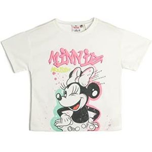 Koton Girls's Minnie Mouse T-shirt met korte mouwen en ronde hals, ecru (010), 5-6 Jaar