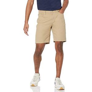 Amazon Essentials Men's Korte broek van stretchstof met 5 zakken en binnenbeenlengte van 23 cm, Kaki-bruin, 38