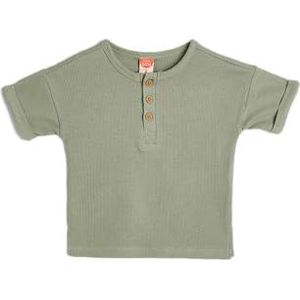 Koton Babyboys Crew Neck Short Sleeve Button Detail T-Shirt, kaki (854), 9-12 Maanden