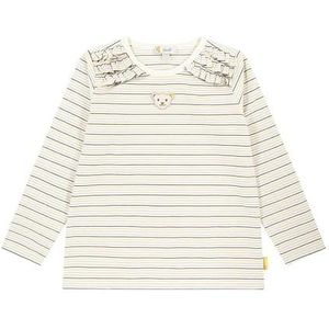 Steiff Meisjesshirt met lange mouwen, gestreept T-shirt met, antiek wit., 122 cm