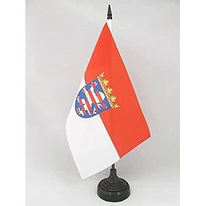 Hesse Tafelvlag 14x21 cm - Duitsland - Duitse regio Hessen Desk Vlag 21 x 14 cm - Zwarte plastic stok en voet - AZ FLAG