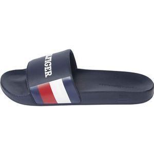 Tommy Hilfiger Heren Hilfiger RWB Pool Slide Sandaal, Antiek Zilver, 6.5 UK, Antiek Zilver, 40 EU
