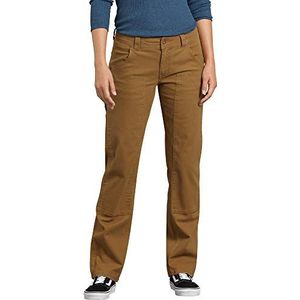 Dickies Women's Stretch Duck Double Front Carpenter Pant Pants, Rinsed Brown Duck, 2
