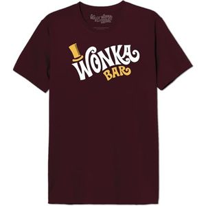 cotton division Willy Wonka ""Wonka Bar"" MEWONKATS004 T-shirt voor heren, bordeauxrood, maat L, Bourgondië, L