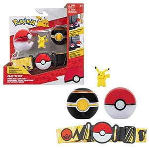 Bandai - Pokémon - riem clip 'N' Go - 1 riem, 1 Poké bal, 1 luxe bal en 1 figuur 5 cm Pikachu - accessoires voor het verkleden als Pokémon-trainer - JW0232