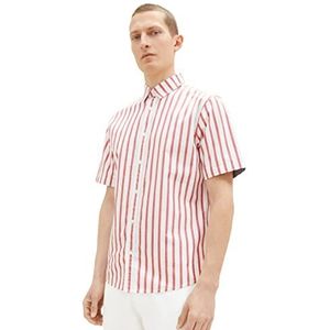 TOM TAILOR Heren 1037282 hemd, 31787-Red Off White Stripe, XL, 31787 - Red Off White Stripe, XL