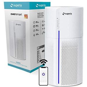 Superia Sanò Luchtreiniger met UVC-desinfectieapparaat, Smart Alexa & Google met app HEPA-filter, 4 standen, geurverwijdering, pollen, stof voor thuis, kantoor, kleur wit
