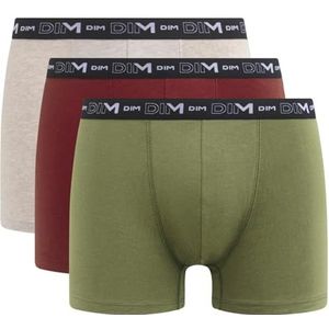 DIM Boxershorts voor heren, katoen, stretch, ademend, optimale grip, 3 stuks, beige/rood, 3XL