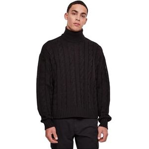 Urban Classics Boxy Roll Neck Sweater Sweatshirt voor heren, zwart, 3XL