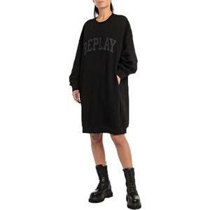 Replay Oversized sweatshirt-jurk voor dames, 098 Black, XS