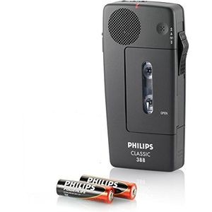 Philips LFH0388/00B Analoge mini-cassettes, dicteerapparaat, 30 mini-cassette, 2 x AA-batterij en polsband, antraciet