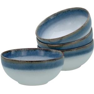CreaTable, 21684, serie Cascade Boeddha Bowls, blauw, 1200 ml, 4-delige serviesset, Boeddha Bowl-set van aardewerk
