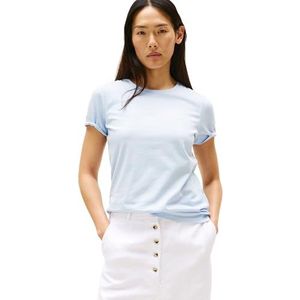 Tommy Hilfiger S/S T-shirt voor dames, Blauw (Breezy Blue), XXS