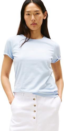 Tommy Hilfiger S/S T-shirt voor dames, Blauw (Breezy Blue), XXS