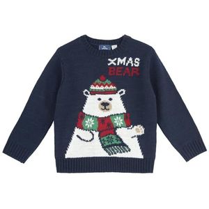 Chicco, Kersttrui voor kinderen, warm en zacht gebreid katoen, machinewasbaar, kleding voor jongens en meisjes, cadeau-idee, ontworpen in Italië, blauw, 9 Maanden
