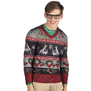 Boland 84355 - Shirt Silly XMAS, shirt met lange mouwen met foto-ealistische print van een trui, kersttrui met kerstmotief, Kerstmis, carnaval, themafeest