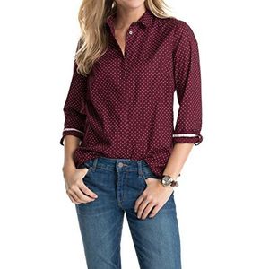 ESPRIT Dames Regular Fit blouse met stippenpatroon 104EE1F023, rood (Vine Yard 713), 44 NL