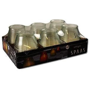 SPAAS Tray van 6 Geurloze D'light kaarsen, ± 45 uur - transparant