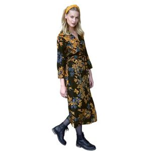 KAFFE Dameshemd, bedrukt, maxi-lengte, lange mouwen, V-hals, regular fit, Black Deep, 32